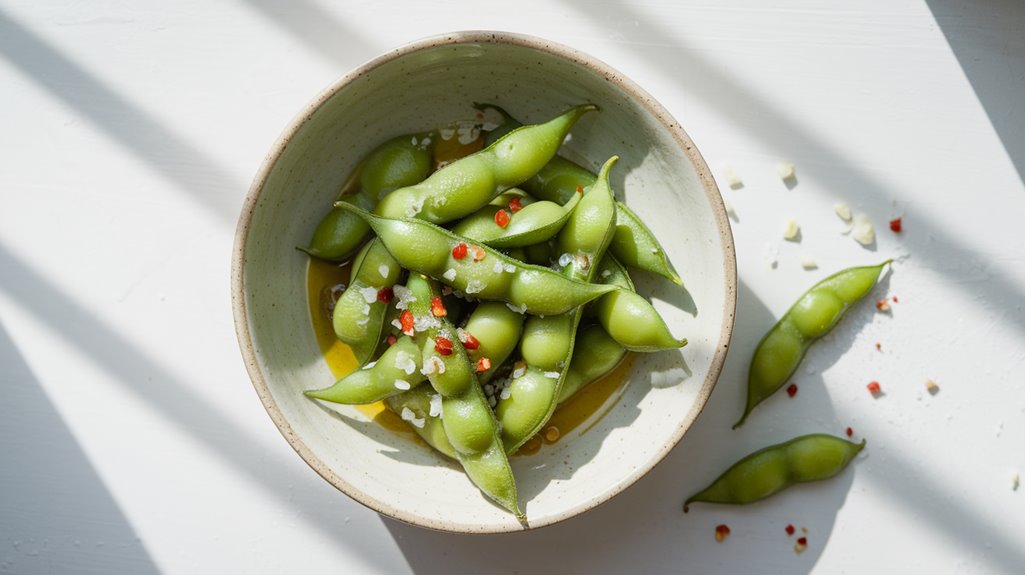 garlic seasoned protein edamame